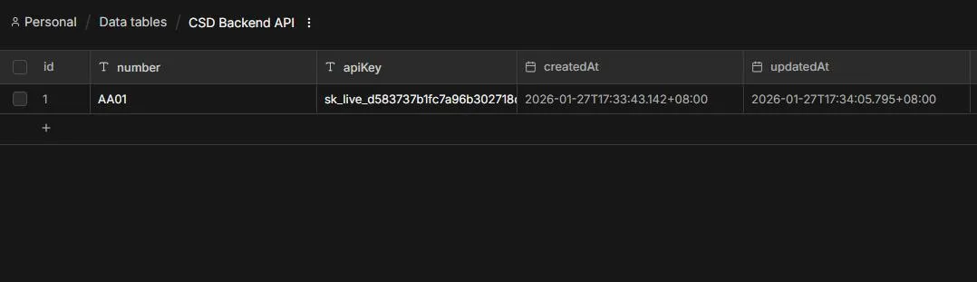 data table csd api key