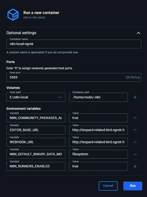 Optional 20Settings 20( 20Ngrok 20)