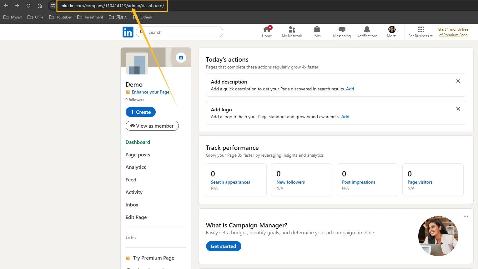 save company page link
