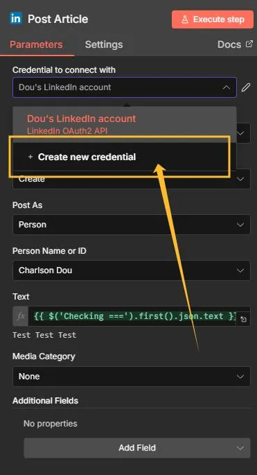 create new credential