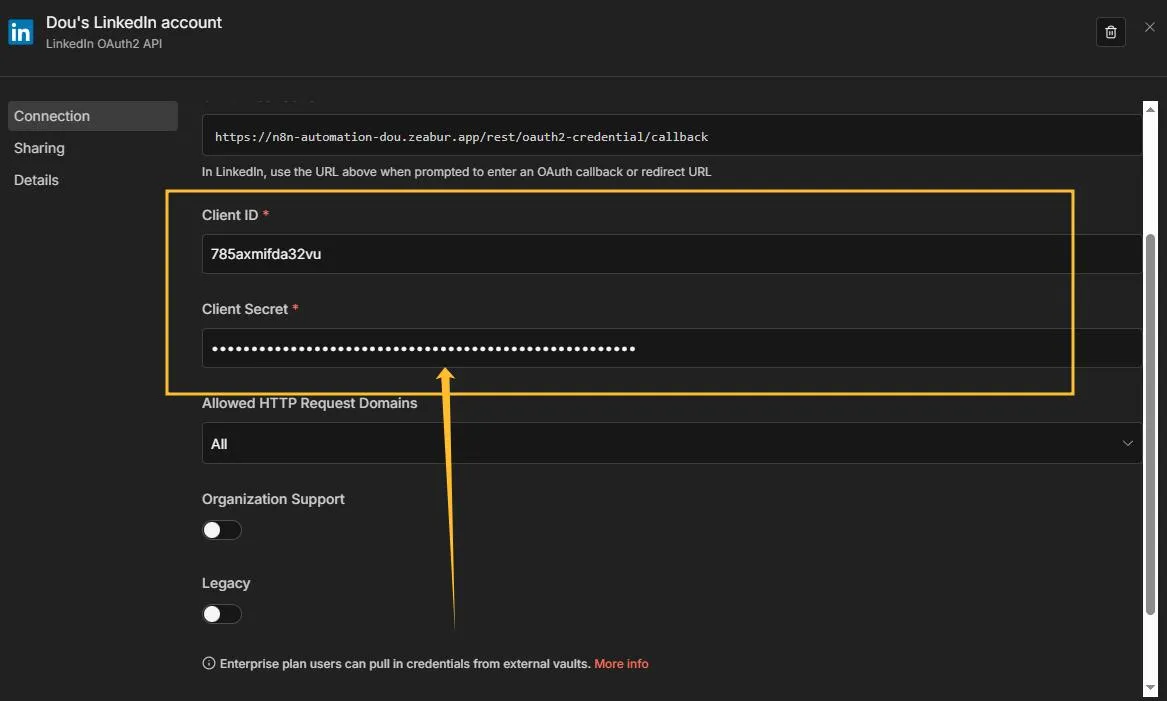 paste client id primary client serect