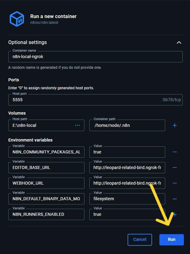 Optional Settings ( Ngrok ) - Run