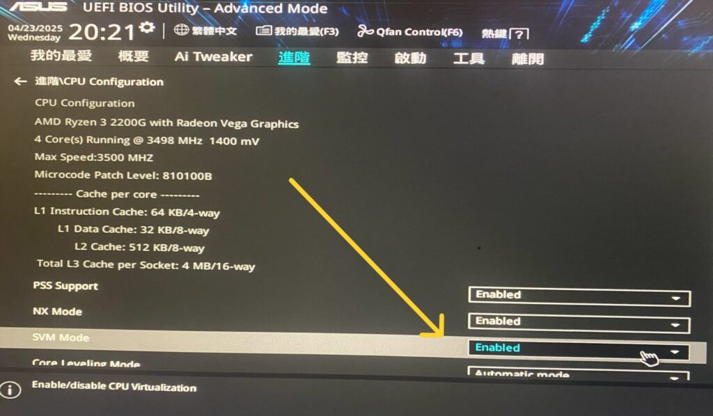 SVM Mode - Enabled