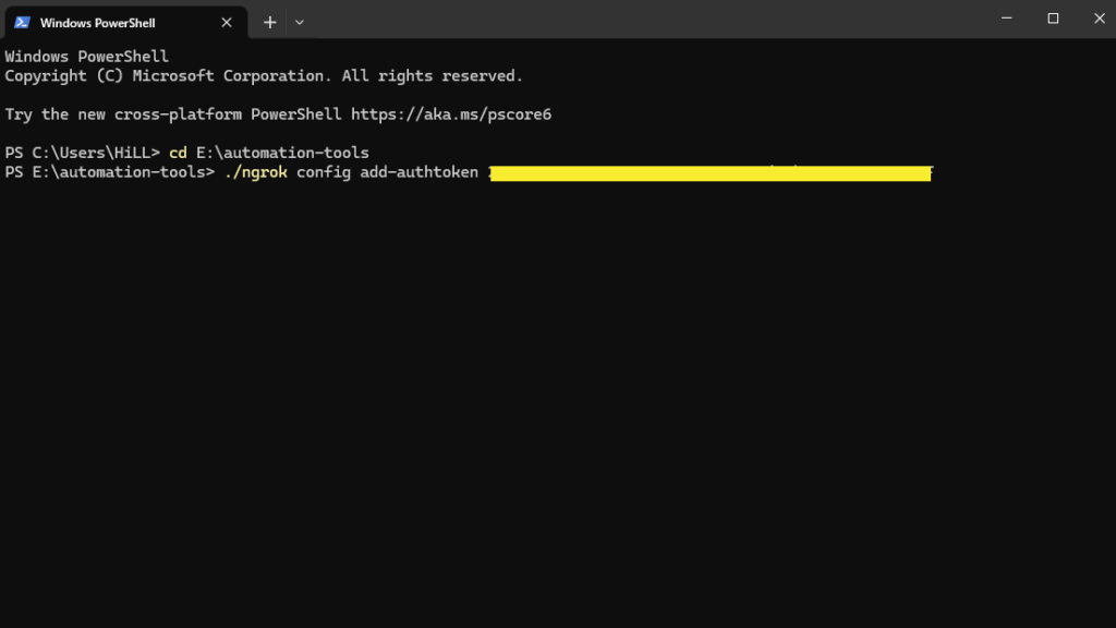 Win Ter - ngrok config
